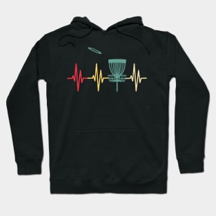 Disc Golfing Heartbeat Funny Disc Golf Player Hoodie